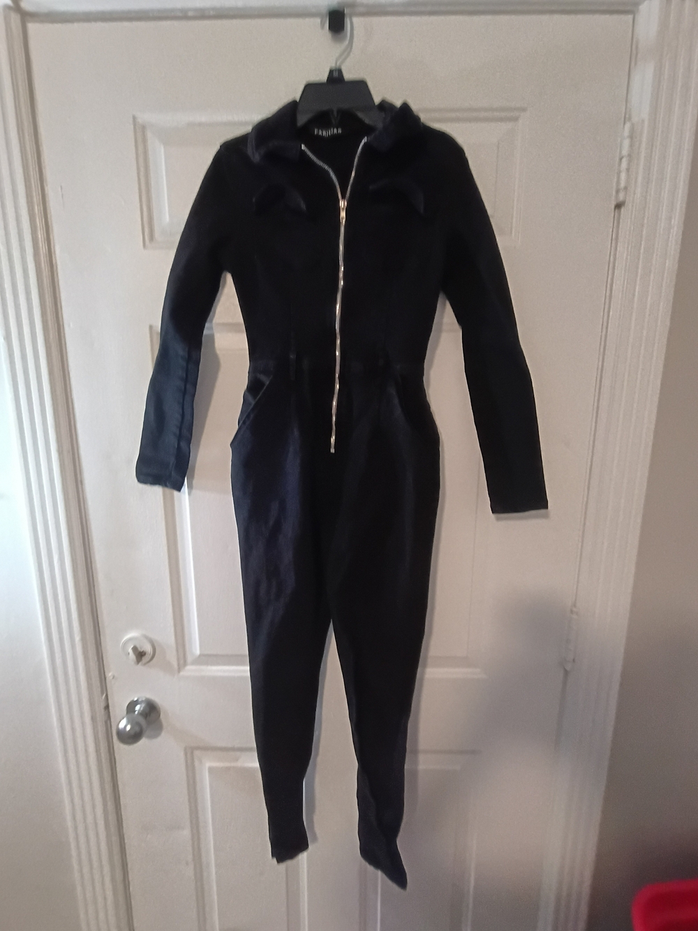 Parisian Works Black Zip-Front Hooded Jumpsuit